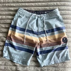 VISSLA Blue and Brown Board Shorts Quick-Dry Swimwear